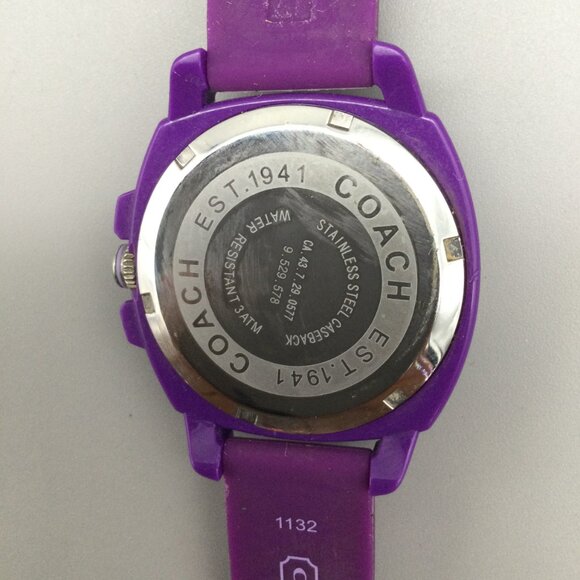Coach Watch Women 40mm Purple Logo Dial Silicone Band New Battery main image 14